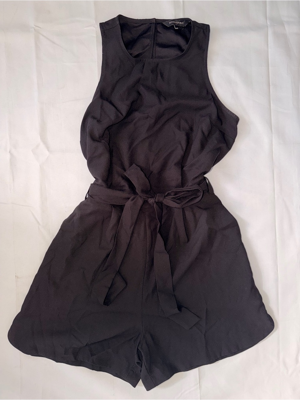 Banana Republic Black Sleeveless Tie-Waist Romper